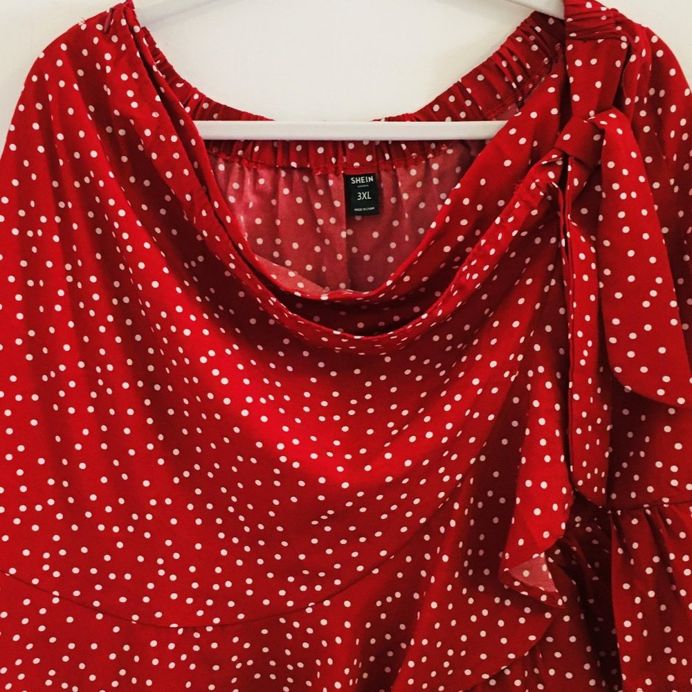 SHEIN Plus Women's Polka-dot Wrap  Mini Skirt